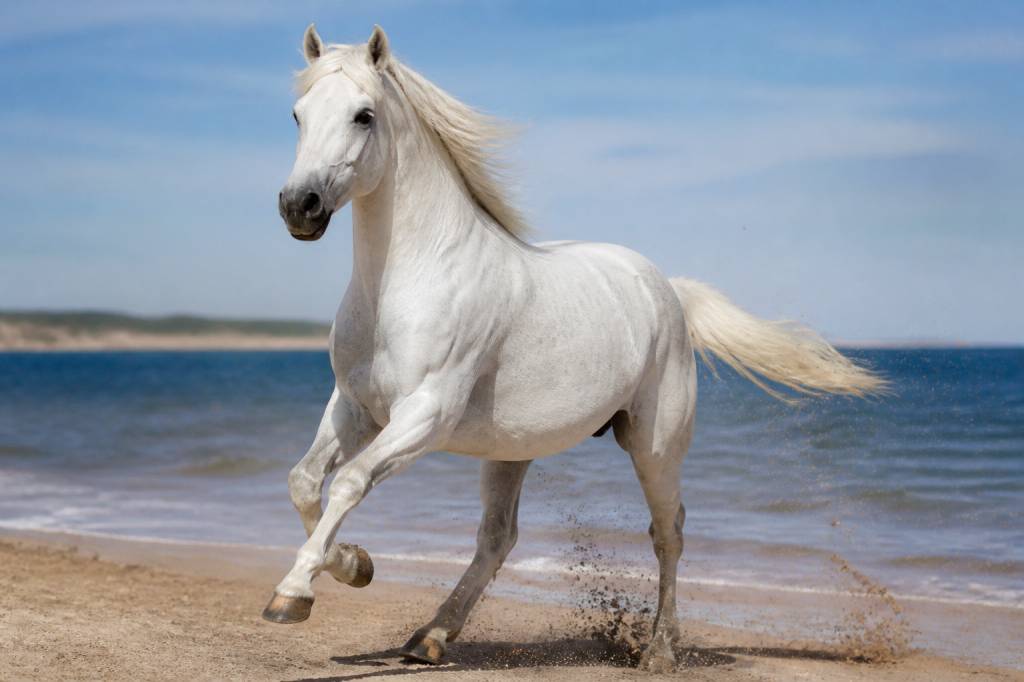 Chevaux blancs : caractéristiques, races et entretien